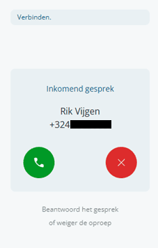 Incoming call panel