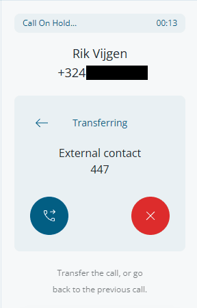 Attended transfer panel