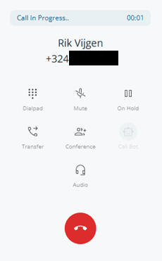 In-call action grid